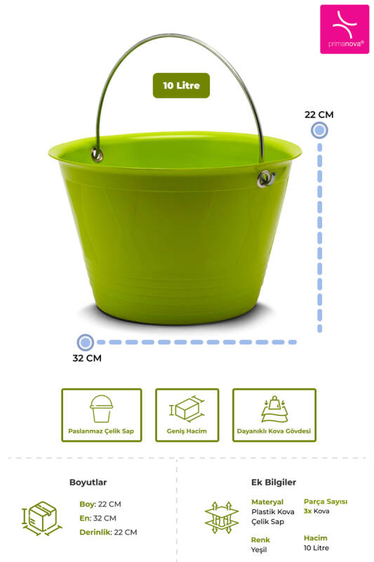 Saplı Kova-Yeşil 3'Lü Set - 2