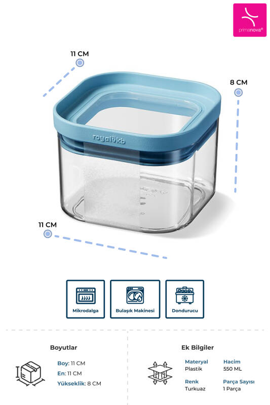 Seoul Kuru Gıda Saklama Kabı 550 ML - 11 x 11 x 8 CM - 7