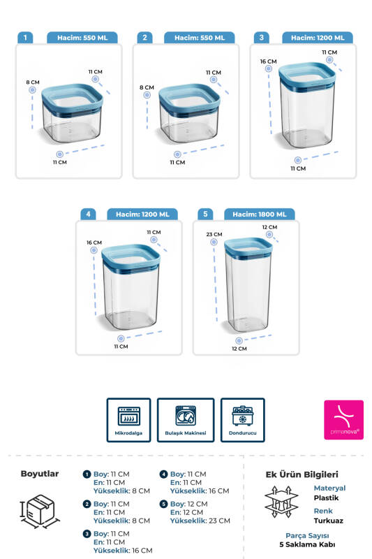 Seoul Kuru Gıda Saklama Kabı 5'li Set - 3