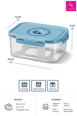 Seoul Taze Ürün Saklama Kabı 1300 ML - 20 x 14 x 9 CM - 3