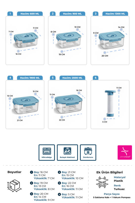Seoul Vakumlu Taze Ürün Saklama Kabı 6'lı Set - 3