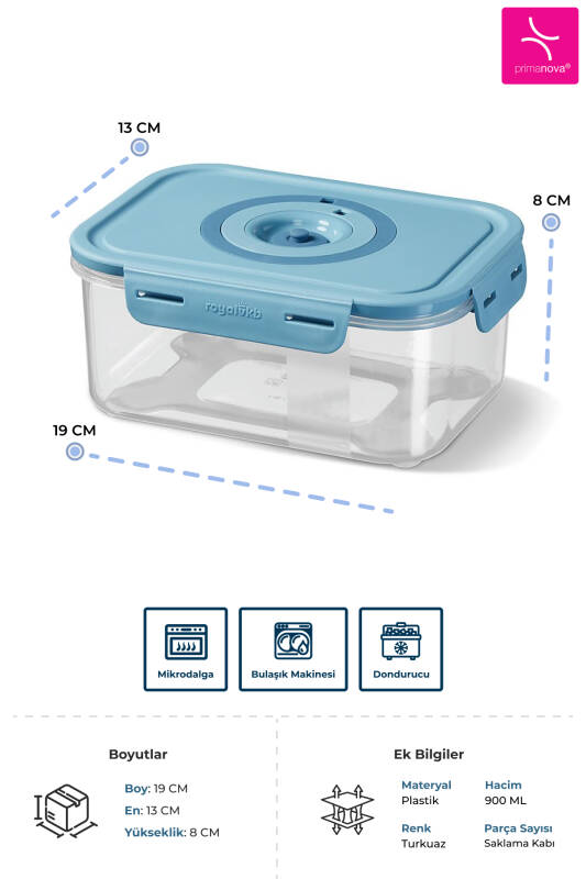 Seoul Taze Ürün Saklama Kabı 900 ML - 19 x 13 x 8 CM - 8