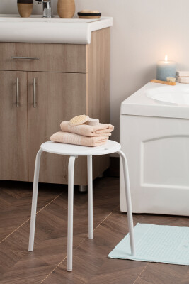 Banyo Mutfak Tabure Beyaz 2'Li - Primanova