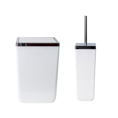 Toskana Banyo Çöp Kovası Tuvalet Fırçası Beyaz 2'Li - Primanova