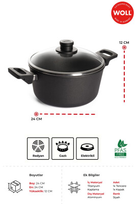 Nowo Titanium Kaplama Derin Tencere 24 CM - Derinlik 12 CM - 3