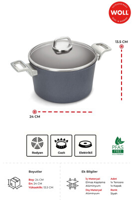 Diamond Lite Pro Derin Tencere 24 CM - Derinlik 13,5 CM Indüksiyon - 3